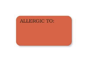 United Ad Label Pre-Printed Label UAL™ Allergy Alert Red Paper Allergic To Black Alert Label 7/8 X 1-5/8 Inch - Roll of 1 - ULCR014-RL