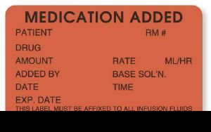United Ad Label Pre-Printed Label UAL™ Anesthesia Label Fluorescent Red Paper Medication Added Patient_rm#_Drug_Amount_ Black Syringe Label 1-1/2 X 2-1/2 Inch - Each - ULHH506-EA