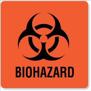 United Ad Label Pre-Printed Label UAL™ Warning Label Fluorescent Red Paper Biohazard / Symbol Black Biohazard 6 X 6 Inch - Pack of 1 - ULPC466-PK
