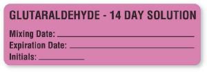 United Ad Label Drug Label UAL™ Anesthesia Label Glutaraldehyde Mixing Date_Exp Date_Int_ Fluorescent Pink 1-1/4 X 4 Inch - Roll of 1 - ULCS316-RL
