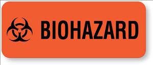 United Ad Label Pre-Printed Label UAL™ Warning Label Orange Paper Biohazard Black Biohazard 5/16 X 1-1/4 Inch - Roll of 1 - ULBH101-RL