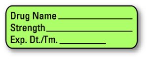 United Ad Label Pre-Printed Label UAL™ Anesthesia Label Paper Drug Name_ Strength_Exp_ Black Medication Name 1/2 X 1-1/2 Inch - Roll of 1 - ULAL100-RL