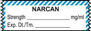 United Ad Label Drug Label UAL™ Anesthesia Label Tape Narcan Strength_mg/mL Exp Dt Tm_ Blue / White 1/2 X 1-1/2 Inch - Roll of 1 - ULTA025-RL