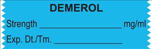 United Ad Label Drug Label UAL™ Anesthesia Label Tape Demerol Strength_% Exp Dt Tm_ Blue 1/2 X 1-1/2 Inch - Roll of 1 - ULTJ074-RL