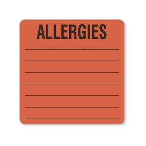 United Ad Label Pre-Printed Label UAL™ Allergy Alert Fluorescent Red Paper Allergies Alert Label 2-1/2 X 2-1/2 Inch - Roll of 1 - ULMR204-RL