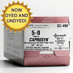 Medtronic MITG Absorbable Suture with Needle Caprosyn™ Polyester C-13 3/8 Circle Reverse Cutting Needle Size 4 - 0 Monofilament - Box of 1 - SC-691-BX