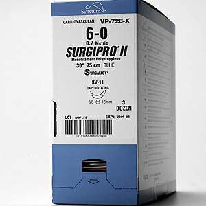 Medtronic MITG Nonabsorbable Suture with Needle Surgipro™ II Polypropylene CV-22 1/2 Circle Taper Point Needle Size 4 - 0 Monofilament - Box of 1 - VP-204-X-BX