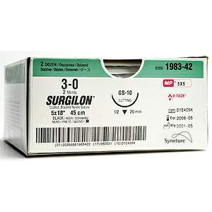 Covidien Nonabsorbable Suture with Needle Surgilon™ Nylon CV-20 1/2 Circle Taper Point Needle Size 4 - 0 Braided - Box of 24 - 88861910-32-BX