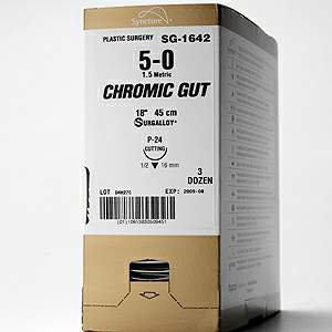 Covidien Absorbable Suture with Needle Chromic Gut C-1 3/8 Circle Reverse Cutting Needle Size 5 - 0 - Box of 1 - SG-197-BX