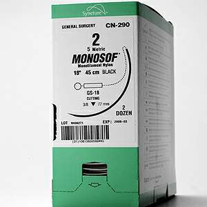 Covidien Nonabsorbable Suture with Needle Monosof™ Nylon P-14 3/8 Circle Precision Reverse Cutting Needle Size 4 - 0 Monofilament - Box of 1 - SN-5862G-BX