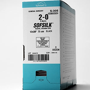 Covidien Nonabsorbable Suture with Needle Sofsilk™ Silk SS-24 1/4 Circle Center Point Spatula Needle Size 4 - 0 Braided - Box of 12 - S-2782K-BX