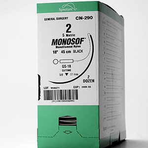 Covidien Nonabsorbable Suture with Needle Monosof™~Dermalon™ Nylon SE-100-8 1/4 Circle Spatula Needle Size 8 - 0 Monofilament - Box of 12 - N-2714K-BX