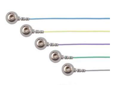 Natus Medical Snap Leads 3 M Length, Electrodes With Touchproof Connectors, Blue, Grey, Purple, Green And Yellow Snap Electrodes - Pack of 5 - 019-419300-PK