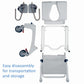 Invacare Aquatec Ocean Ergo Shower Commode with Collection Pan, Lid, and Pan Support Guide Rail - OCEANERGO